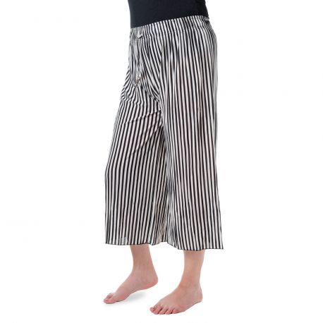 Kalhoty culottes - Pruhované černá a bílá
