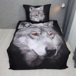 3D bavlněné povlečení - Šedý vlk