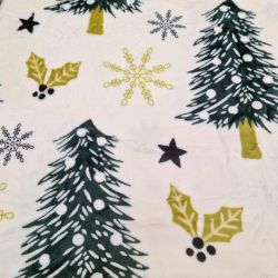 Vánoční mikroplyšová deka 200x230cm - Bílá se stromky